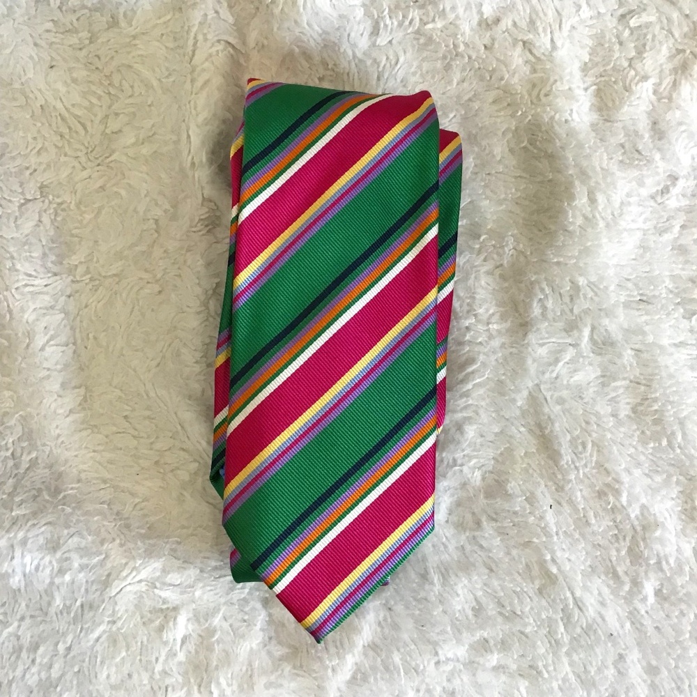GANT Men Neck Tie Made In Italy Rainbow Stripe Silk Classic Preppy Collegiate
